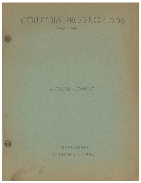 Moe Howard's Personally Owned Script for the 1945 Three Stooges Film ''Booby Dupes''